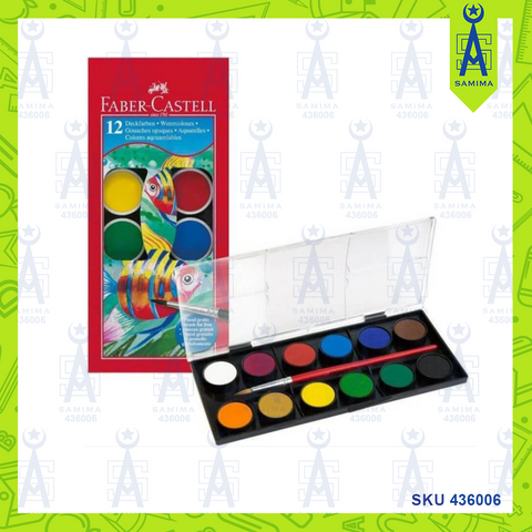FABER CASTELL WATER COLOUR PAINT CAKES 12'S + 1TUB