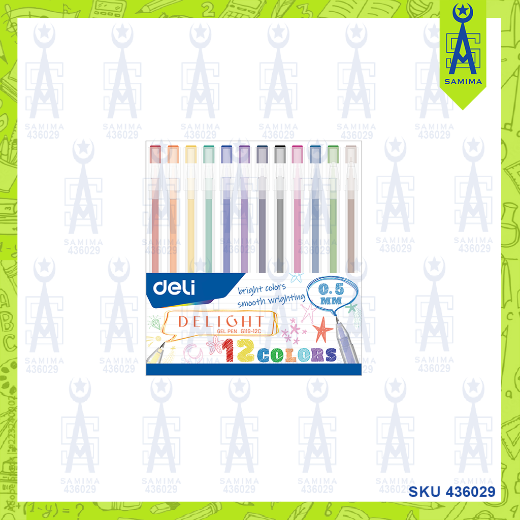 DELI G11912C DELIGHT GEL PEN 0.5MM 12CC Samima