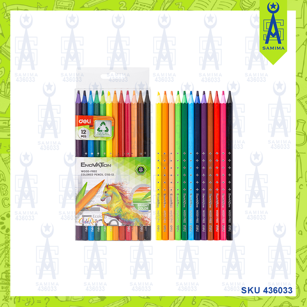 DELI C110-12 ENOVATION WOOD FREE COLOR PENCIL 12PC – Samima