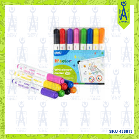 DELI U021 HI COLOR WHITEBOARD MARKER 8 COLOURS