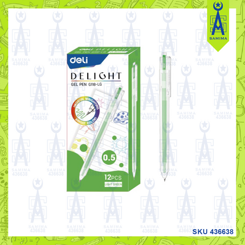 DELI G118-LG GEL PEN LIGHT GREEN 0.5MM