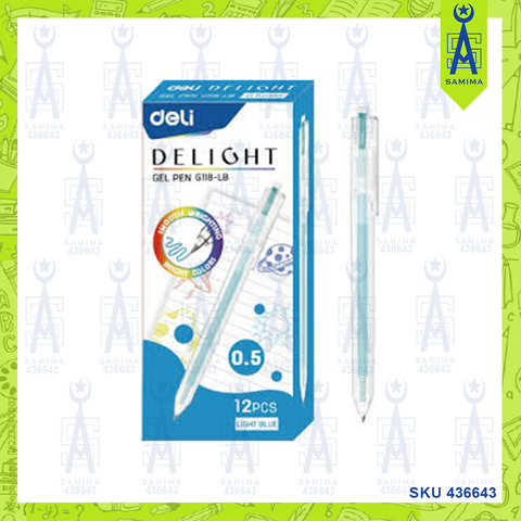 DELI G118-LB GEL PEN LIGHT BLUE 0.5MM