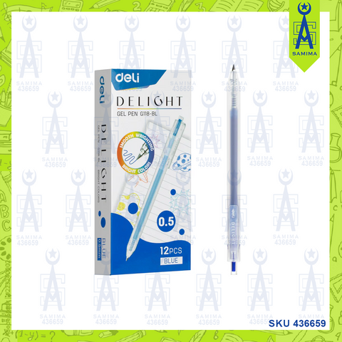 DELI G118-BL GEL PEN BLUE 0.5MM