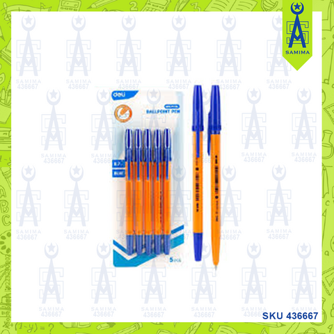 DELI Q6S-MT-BL BALL PEN BLUE 0.7MM 5'S / CARD