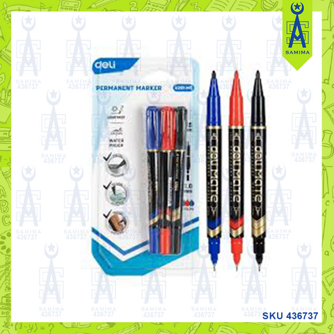 DELI U201-MT MATE PERMANENT MARKER 1.0MM ASST 3'S