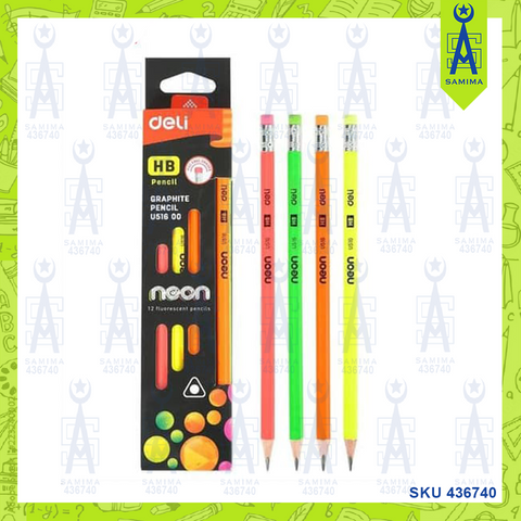 DELI U51600 NEON GRAPHITE PENCIL HB 12'S / BOX