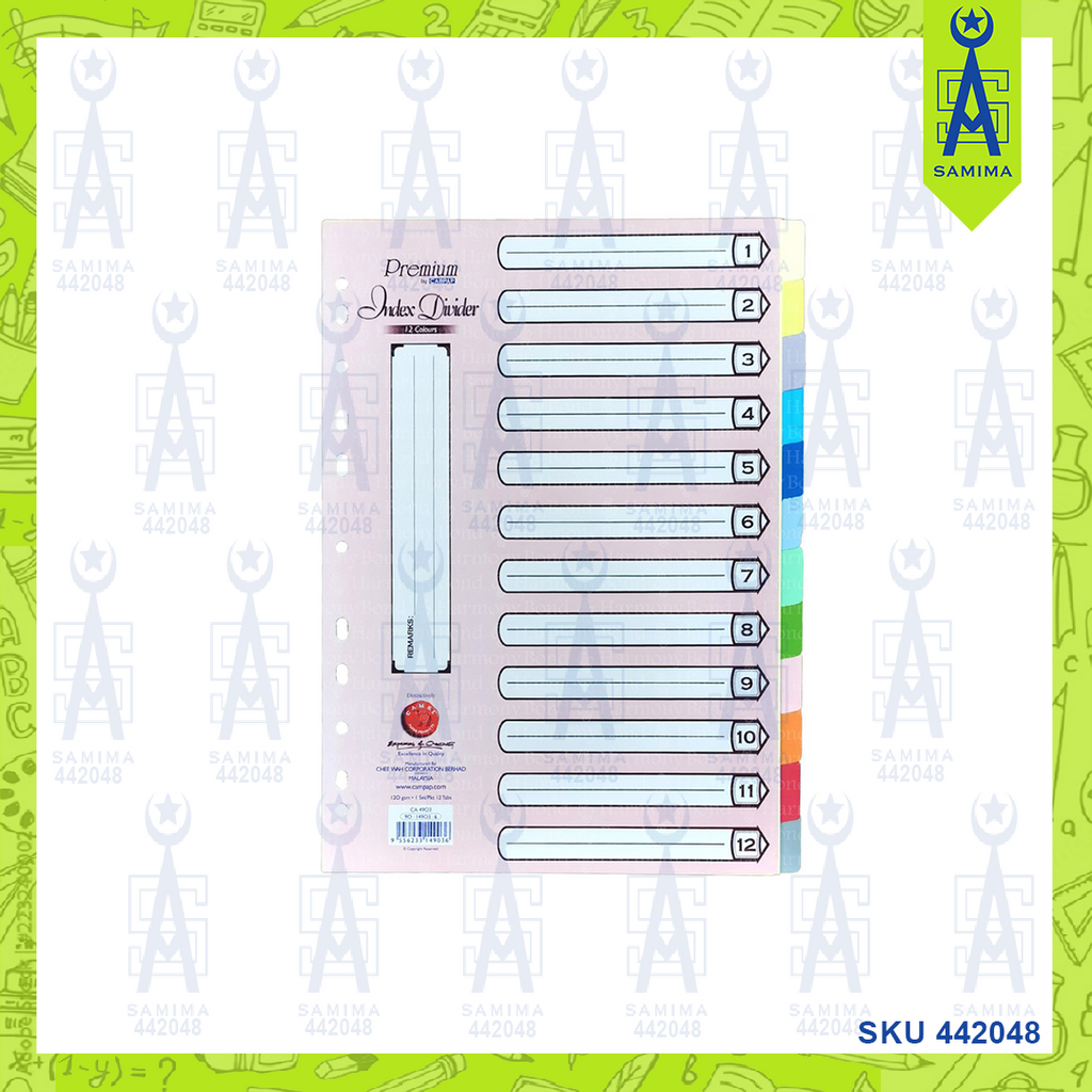 CAMPAP INDEX DIVIDER 12 COLOURS 4903 – Samima