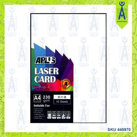 APLUS LASER CARD WHITE A4 230 GSM 10'S