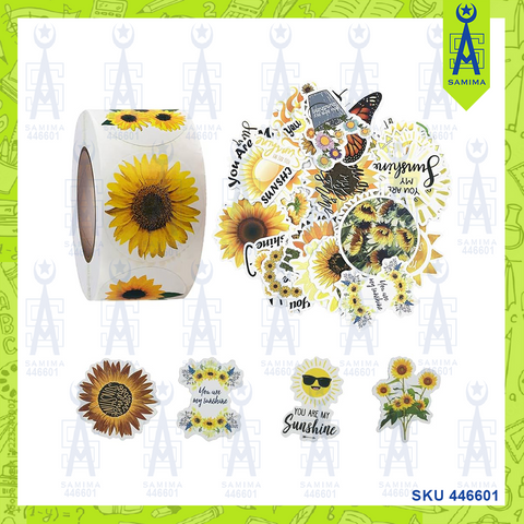 SUN FLOWER LABLE STICKERS MIX SIZE