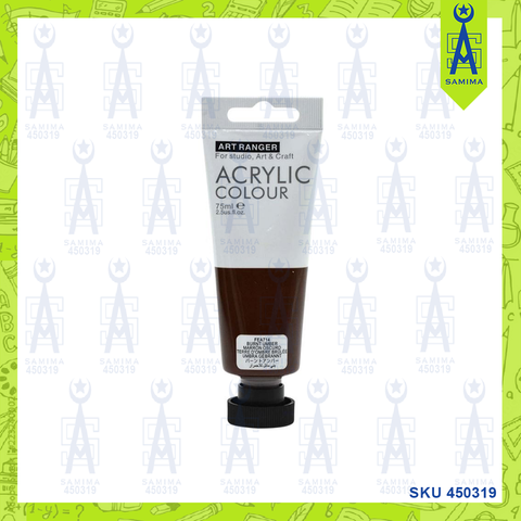 ART RANGER ACRYLIC COLOUR TUBE 75ML BURNT UMBER