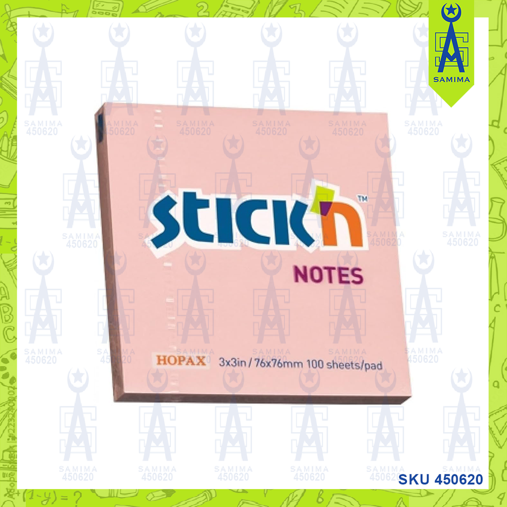 HOPAX 21148 STICK'N NOTES 3 X 3'' 100 'S PINK – Samima