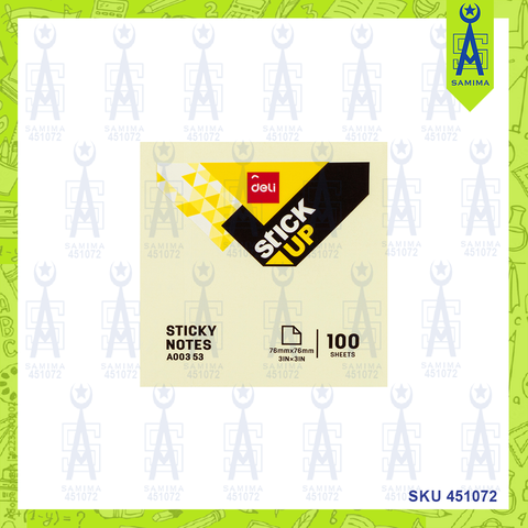 DELI STICK UP NOTES YELLOW A00353 76MM X 76MM 3X3