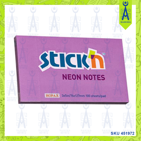 HOPAX 21214 STICK'N NEON NOTE 3 X 5'' 100'S