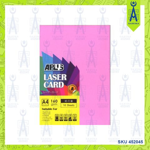 APLUS  A4 LASER CARD 160 GSM 10 'S CYBER COLOURS