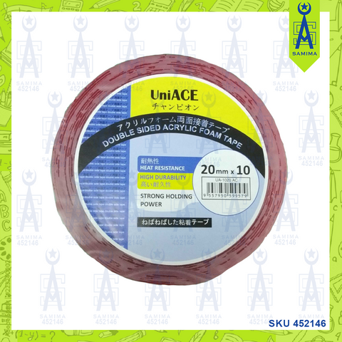 UNI  ACE DOUBLE SIDED ACRYLIC FOAM TAPE 20MM X 10Y