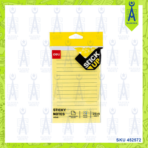 DELI  A048 4 COLOUR LINED STICKY NOTES 4 X 6''