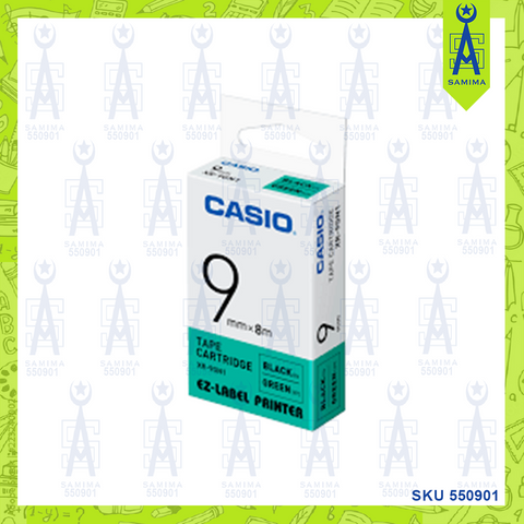 CASIO EZ-LABEL PRINTER TAPE CARTRIDGE 9MM GREEN