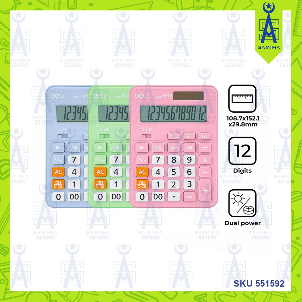 DELI M210F RIO DUAL POWER CALCULATOR 12 DIGIT – Samima