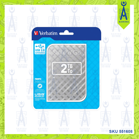 VERBATIM 2 TB SILVER PORTABLE EXTERNAL HARD DRIVE