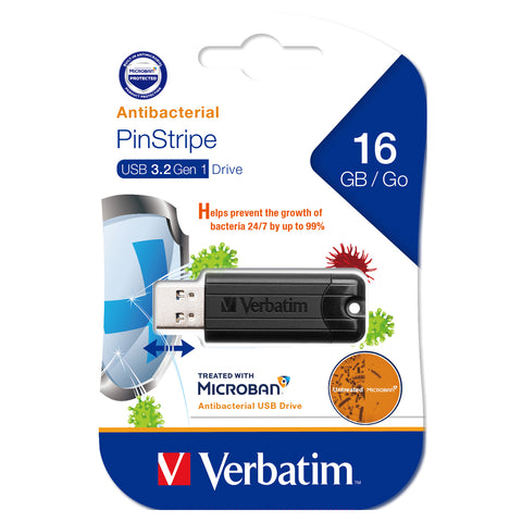 VERBATIM 16GB MICROBAN PINSTRIPE 3.2GEN1 66774