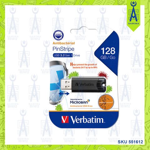 VERBATIM 128GB MICROBAN PINSTRIPE 3.2GEN1 66777