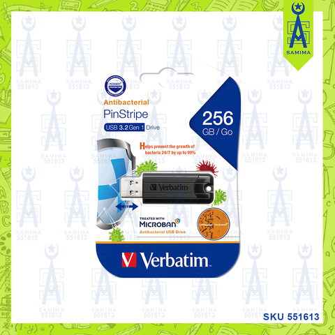 VERBATIM 256GB MICROBAN PINSTRIPE 3.2GEN1 66778