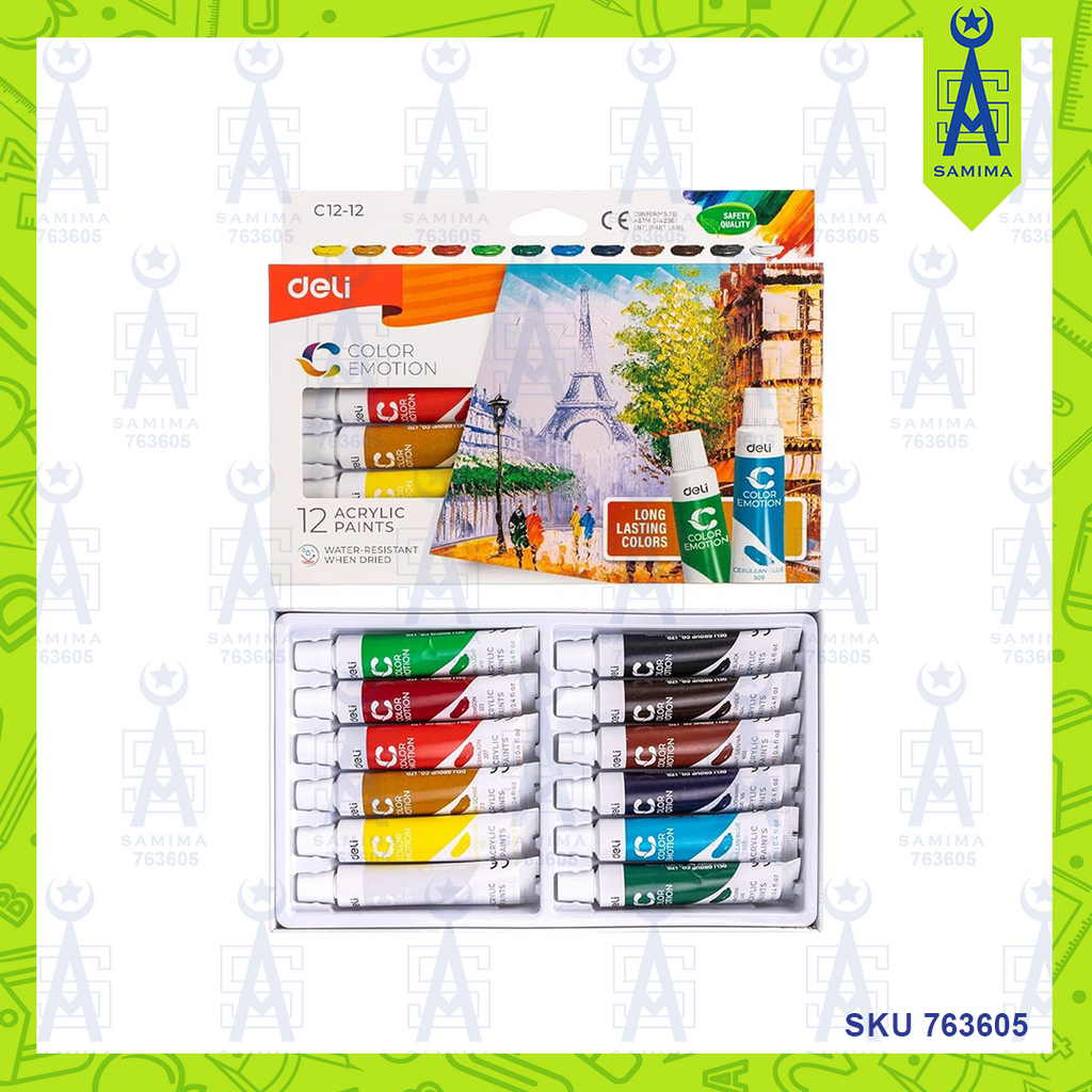 DELI C12-12 COLOR EMOTION ACRYLIC PAINTS 12'S – Samima