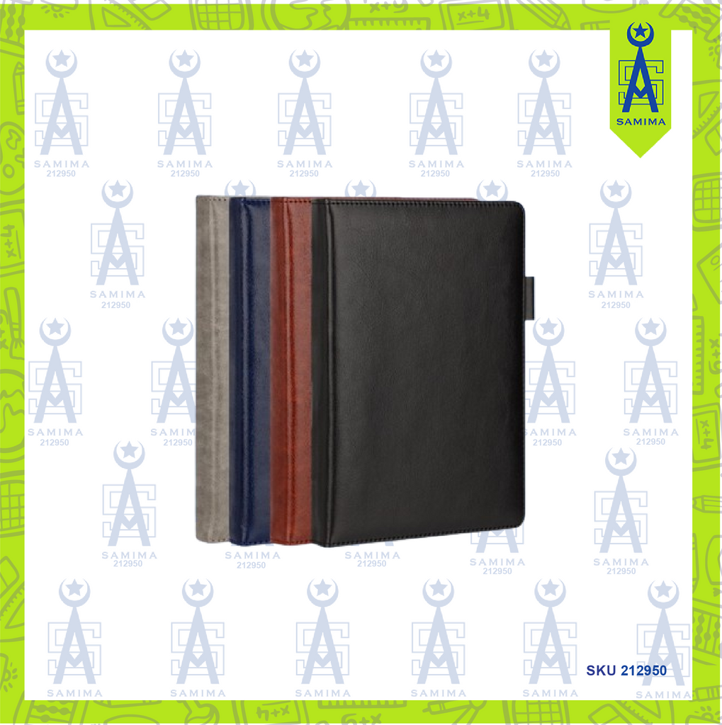 DELI 22298 LEATHER COVER NOTEBOOK A5 25K 180'S – Samima