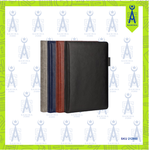 DELI 22298 LEATHER COVER NOTEBOOK A5 25K 180'S