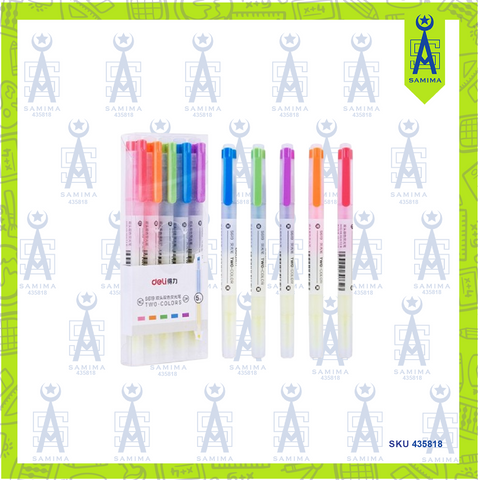 DELI S619 TWO COLOURS HIGHLIGHTER 5'S / PACK