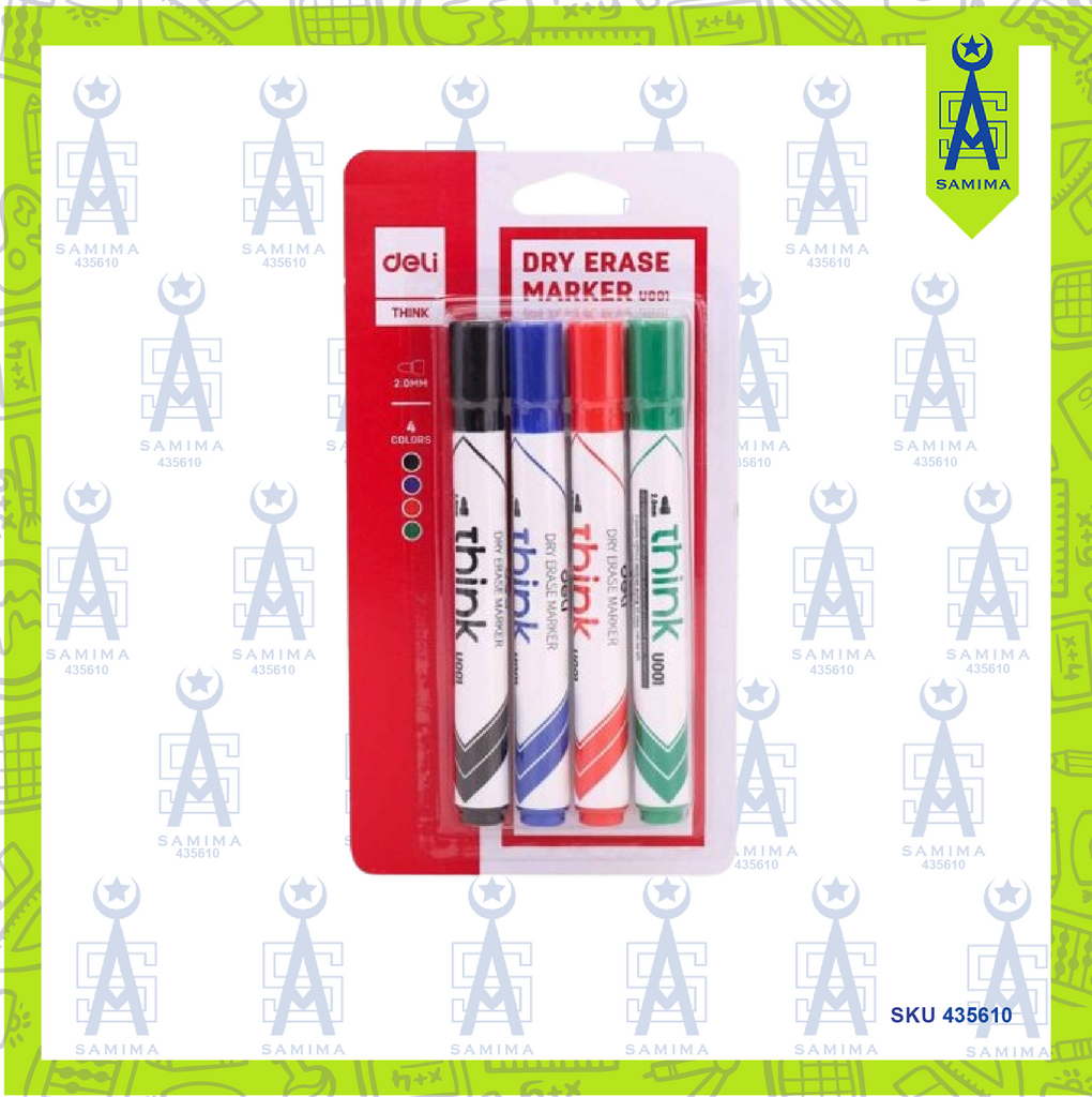 DELI U00101 THINK WHITE BOARD MARKER 4'S ASST COLO – Samima