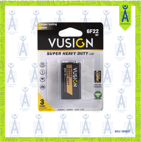 VUSIGN L207 9V HEAVY DUTY BATTERY 6F22