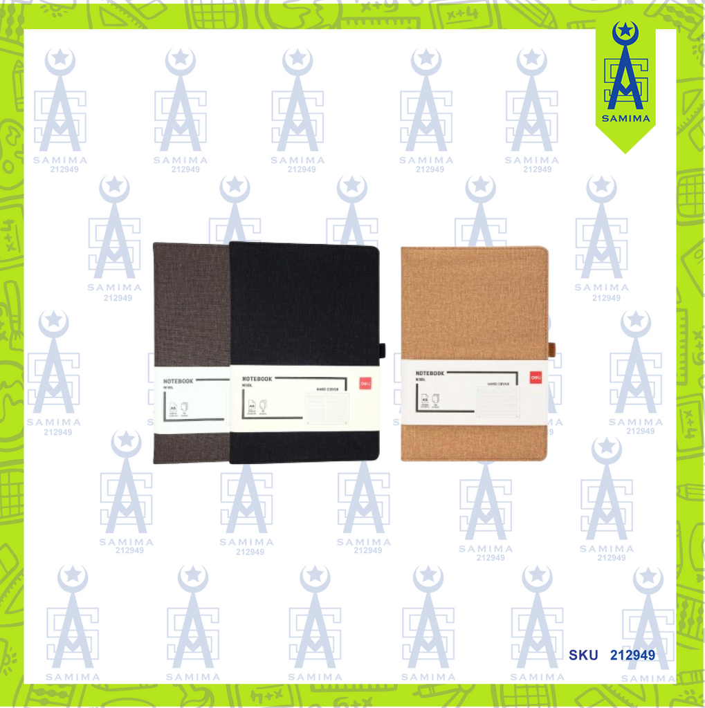 DELI N118L LEATHER COVER NOTEBOOK A5 80GSM 96'S – Samima