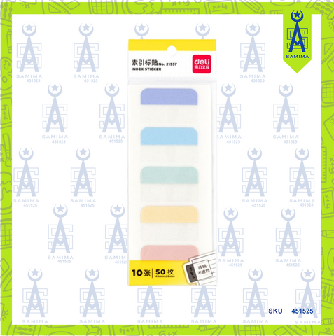 DELI 21537 INDEX TAB STICKY NOTE 45 X 28MM 50'S