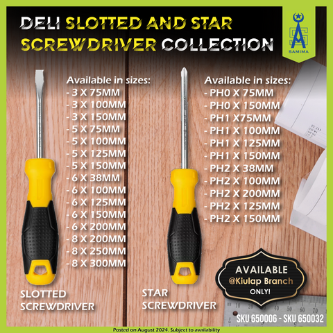 DELI DL6382001 SLOTTED SCREWDRIVER 8 X 200MM