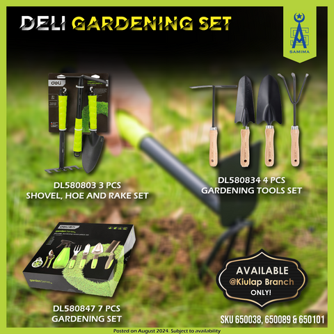 DELI DL580803 3 PCS SHOVEL, HOE AND RAKE SET