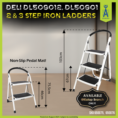 DELI DL509013 3 STEP IRON LADDER