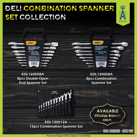 DELI DL160008A DOUBLE OPEN END SPANNER 8 PCS SET