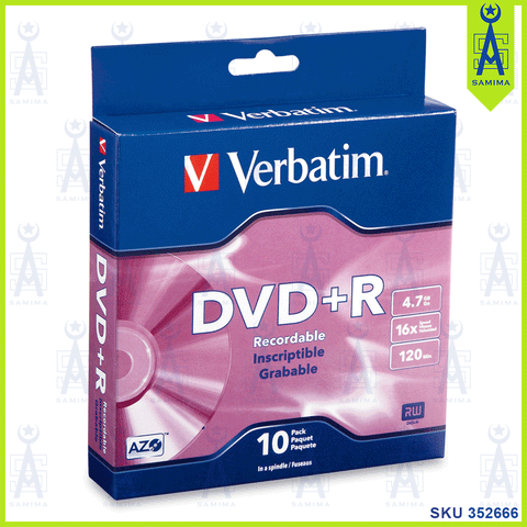 VERBATIM  DVD + R RECO 4.7GB 16X 120MIN 10 PCS/PAC