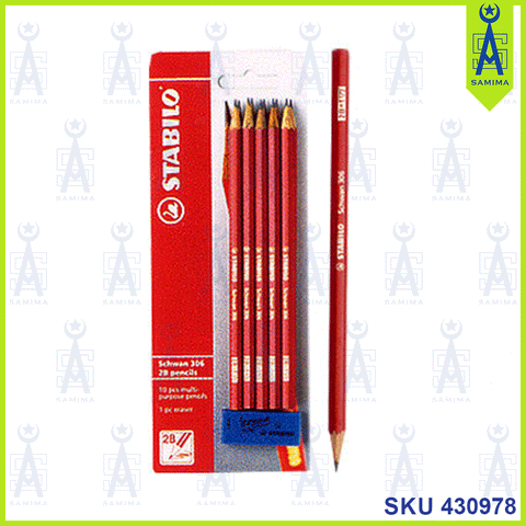 STABILO PENCIL+ERASER 306BL 10