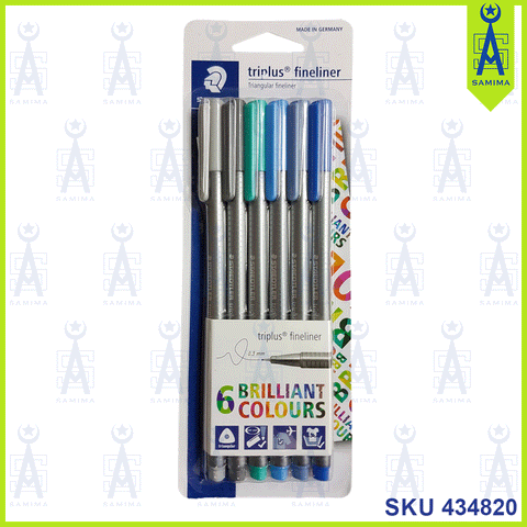STAEDTLER TRIPLUS FINELINER COLOUR PEN 0.3MM 6'S