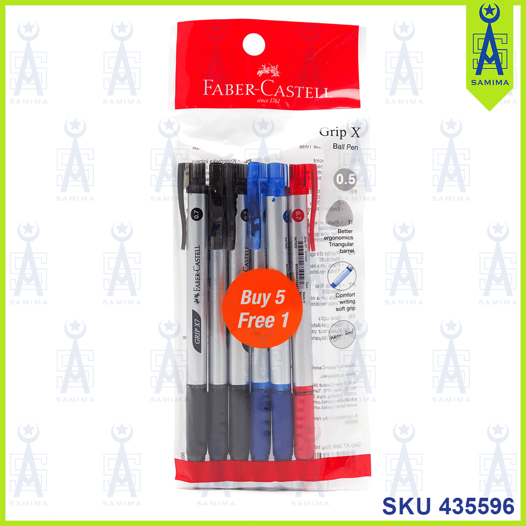 FABER CASTELL CLICK X5 BALL PEN 0.5MM 3BL+3BK/PACK – Samima