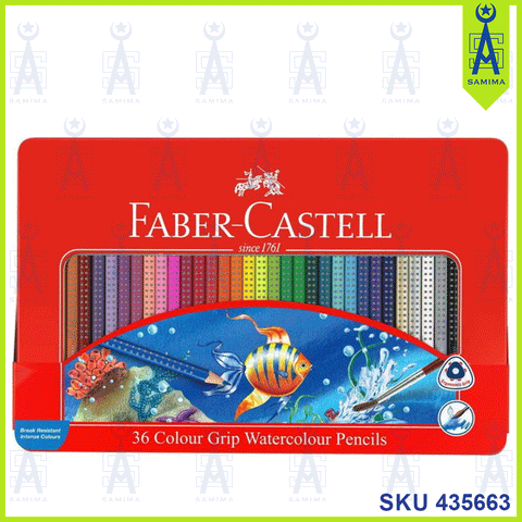 FABER CASTELL GRIP WATER COLOR PENCILS 36'S TIN
