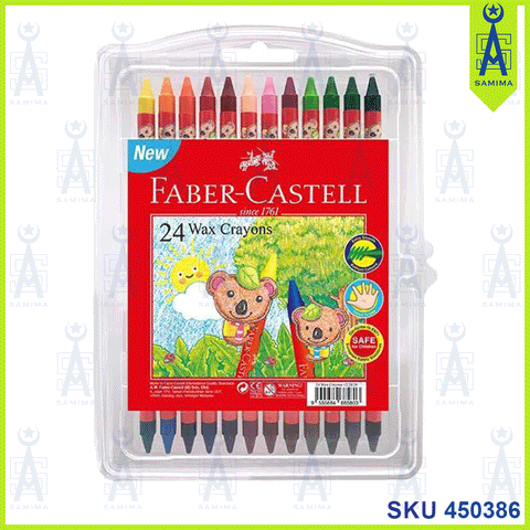 FABER CASTELL 122426 24 COLOR WAX CRAYON CLAMSHELL
