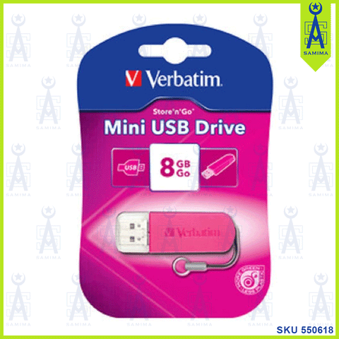 VERBATIM MINI USB DRIVE 8GB PINK STORE N GO