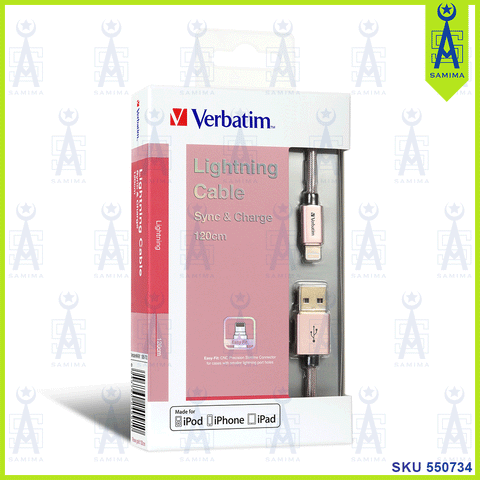 VERBATIM MICRO USB LIGHTNING IPHONE CABLE 120CM ROSE GOLD 64991