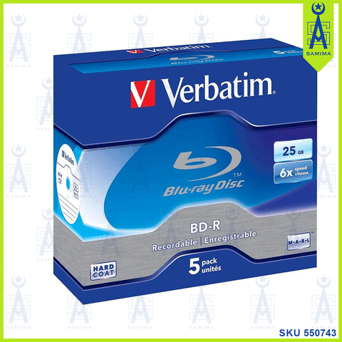 VERBATIM BLU-RAY DISC BD-R 25GB 5'S /BOX 43715