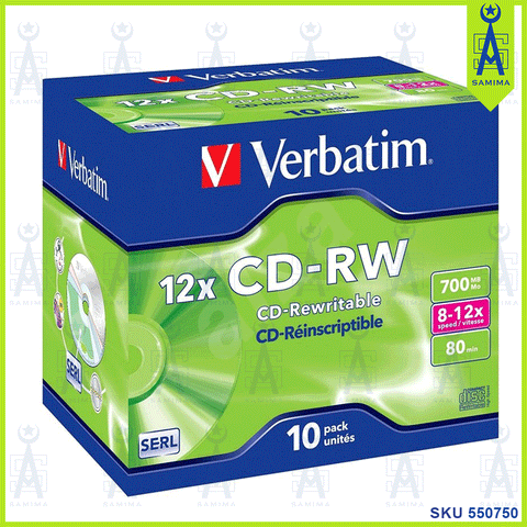 VERBATIM CD-RW REWRITABLE 700MB 10'S / PACK 43148