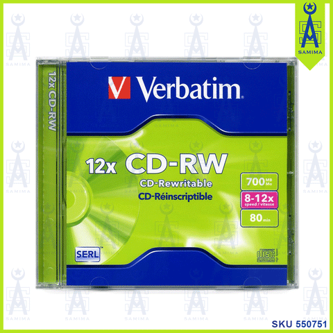 VERBATIM CD-RW REWRITABLE 700MB 1'S 43147