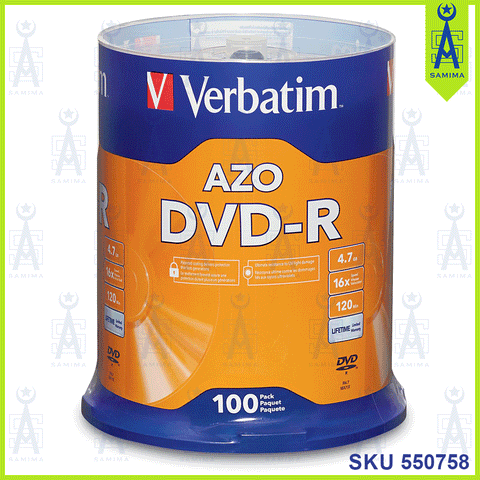 VERBATIM AZO DVD-R 4.7GB 120MIN 100'S SPNDLE